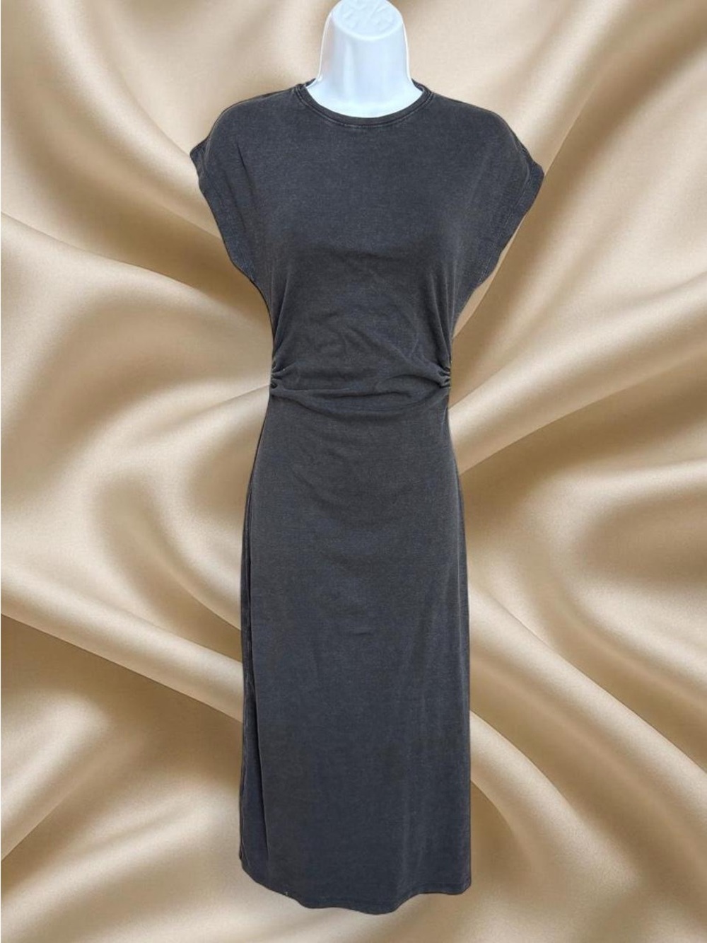 Mango Charcoal Gray Twist-Waist Maxi Dress